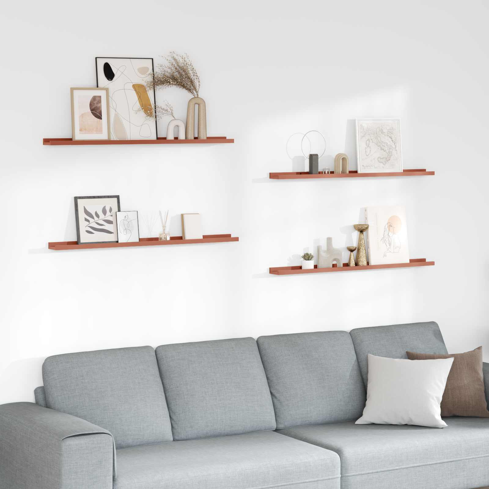 vidaXL Półka ścienna Do montażu na ścianie 4 pcs Czerwony