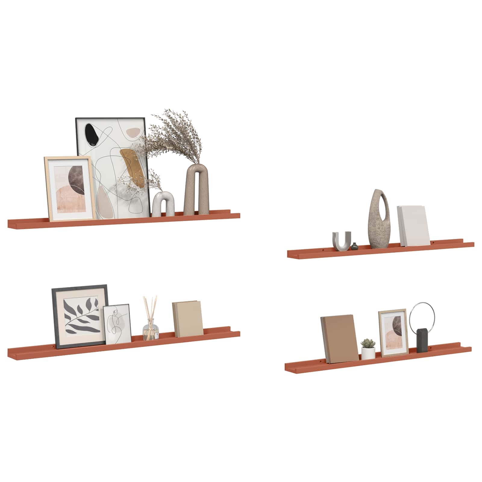vidaXL Półka ścienna Do montażu na ścianie 4 pcs Czerwony