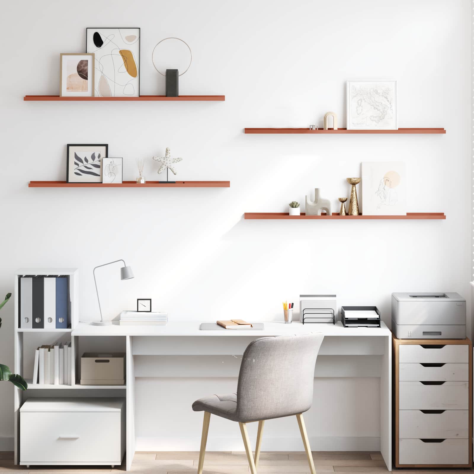 vidaXL Półka ścienna Do montażu na ścianie 4 pcs Czerwony