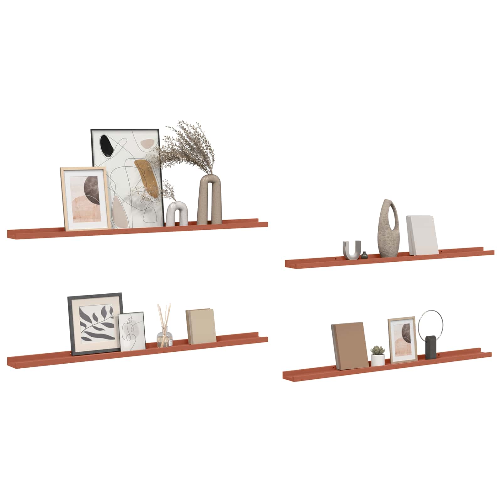 vidaXL Półka ścienna Do montażu na ścianie 4 pcs Czerwony