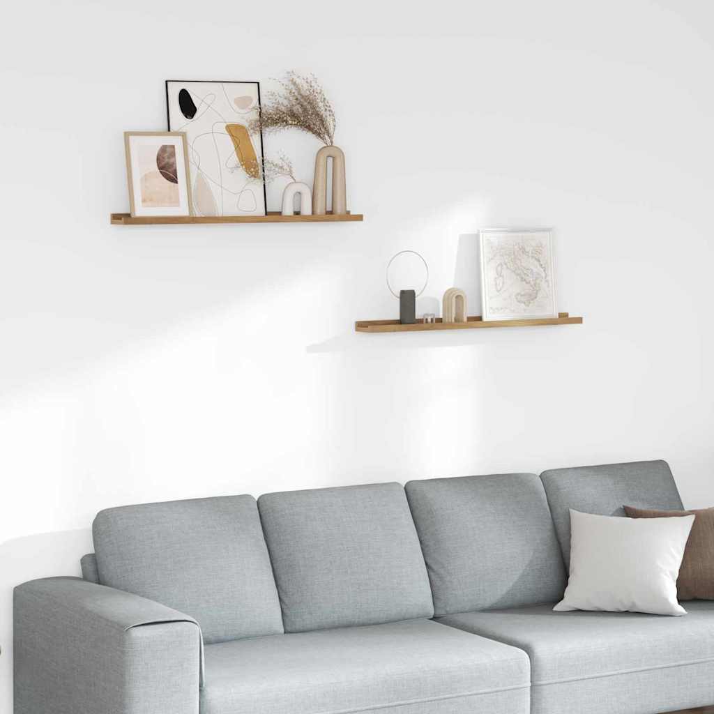 vidaXL Półka ścienna Do montażu na ścianie 2 pcs Brązowy 80 x 9 x 3 cm