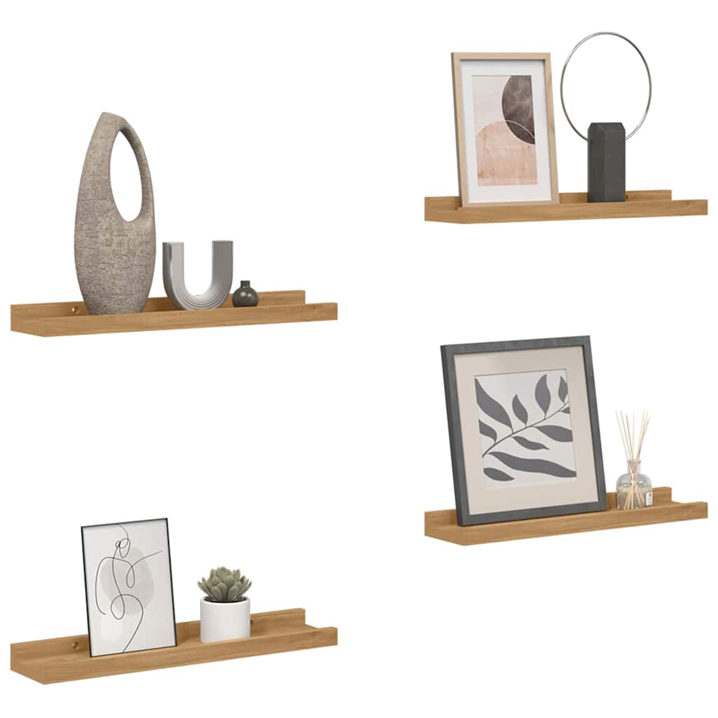 vidaXL Półka ścienna Do montażu na ścianie 4 pcs Brązowy 60 x 9 x 3 cm