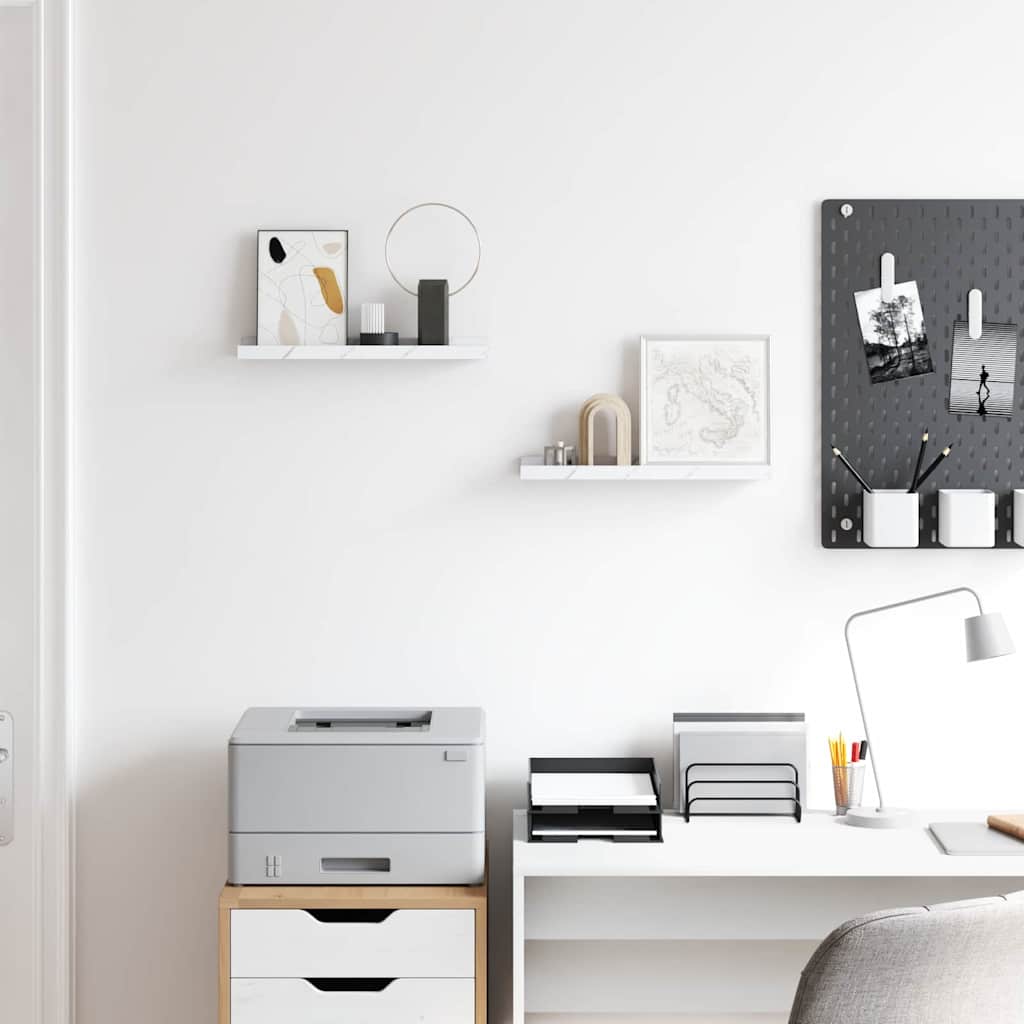 vidaXL Półka ścienna Do montażu na ścianie 2 pcs Biały marmur