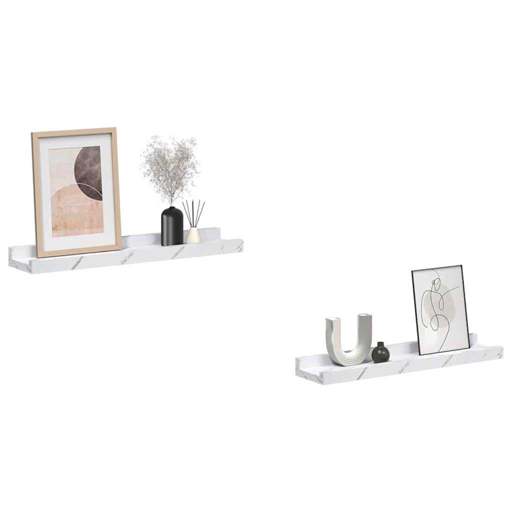 vidaXL Półka ścienna Do montażu na ścianie 2 pcs Biały marmur