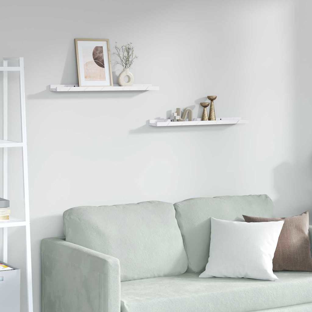 vidaXL Półka ścienna Do montażu na ścianie 2 pcs Biały marmur