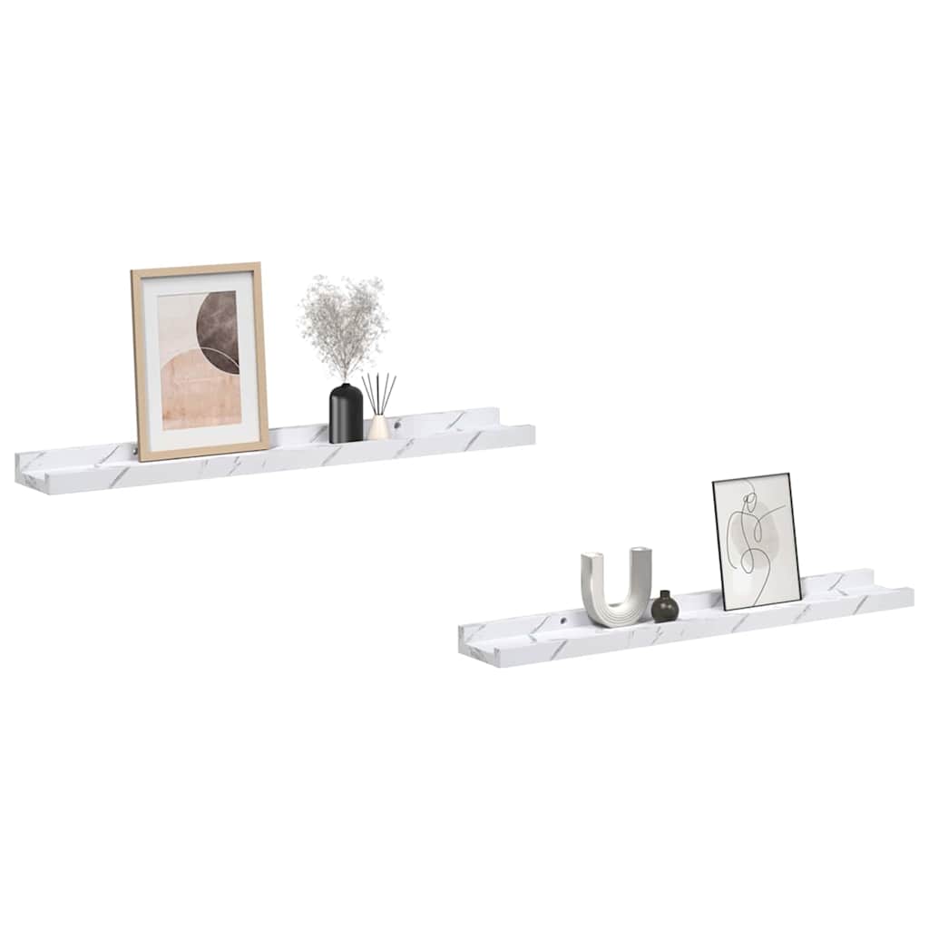 vidaXL Półka ścienna Do montażu na ścianie 2 pcs Biały marmur