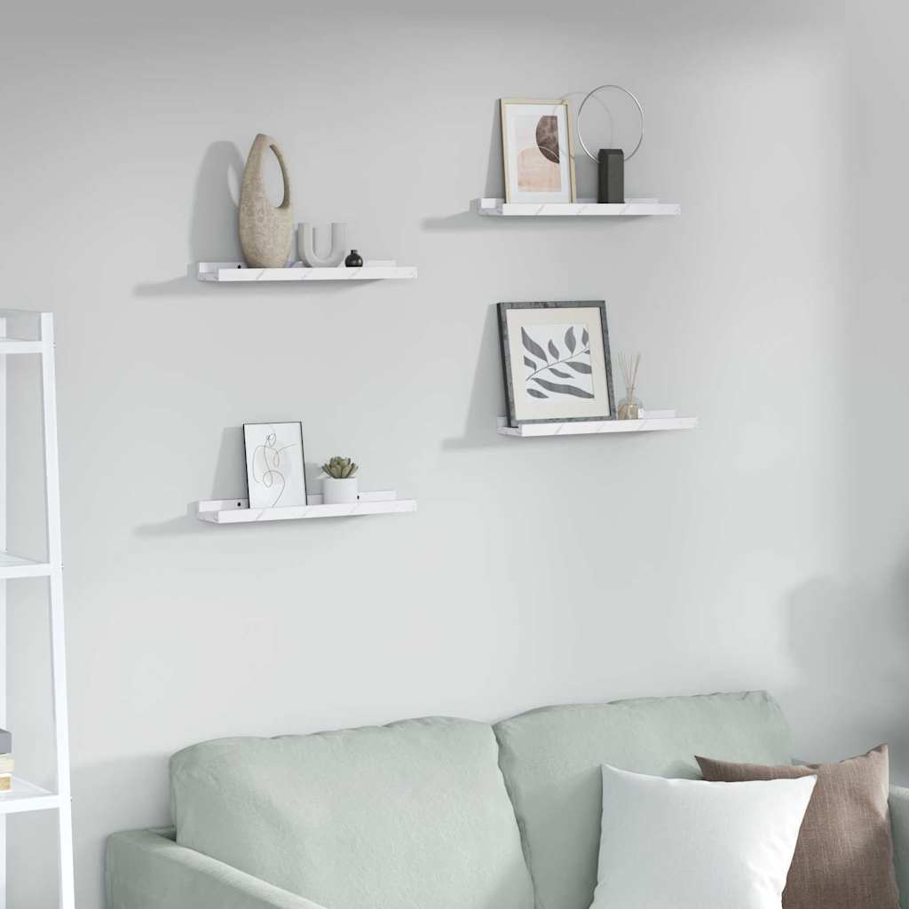 vidaXL Półka ścienna Do montażu na ścianie 4 pcs Biały marmur