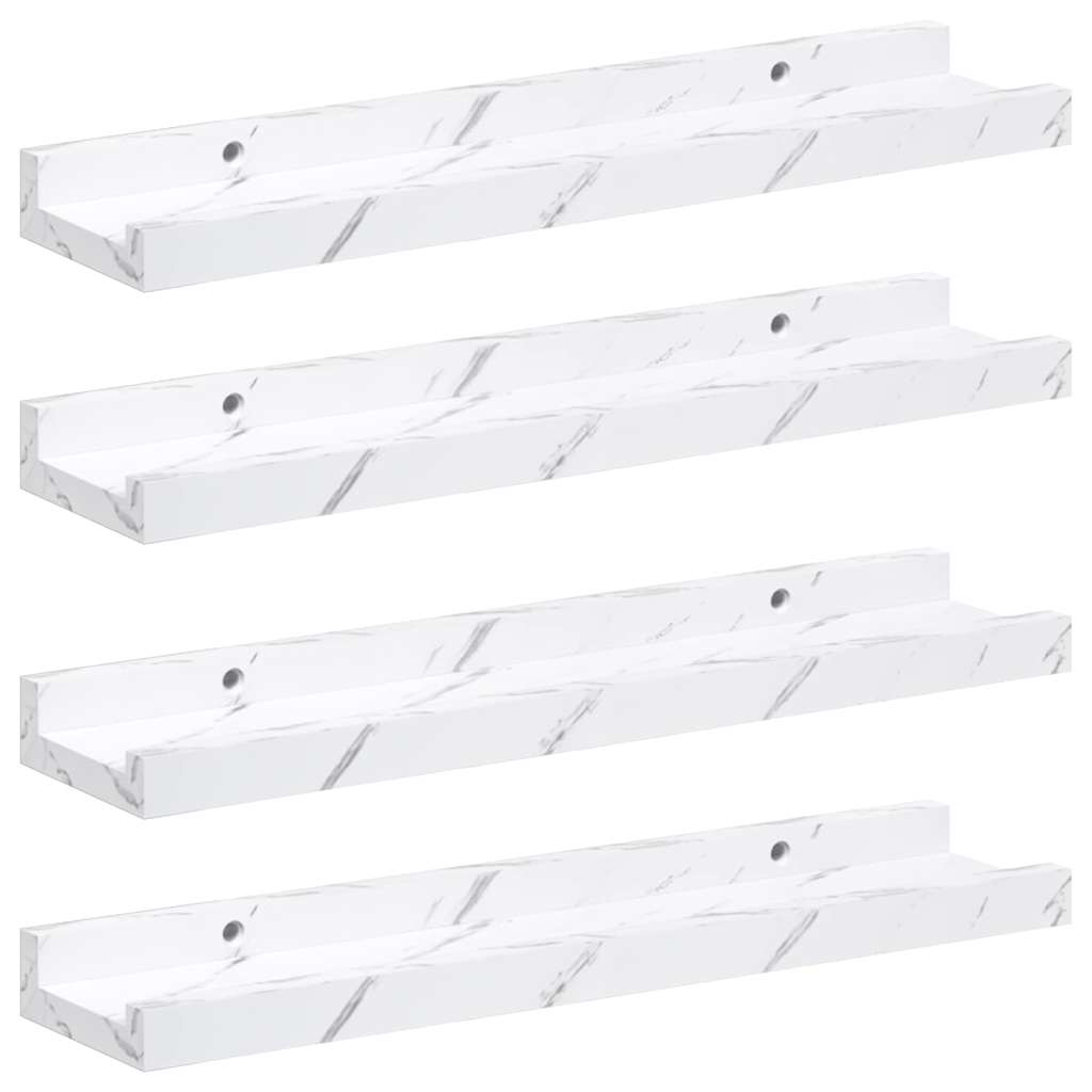 vidaXL Półka ścienna Do montażu na ścianie 4 pcs Biały marmur