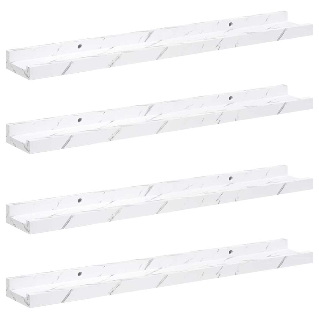 vidaXL Półka ścienna Do montażu na ścianie 4 pcs Biały marmur