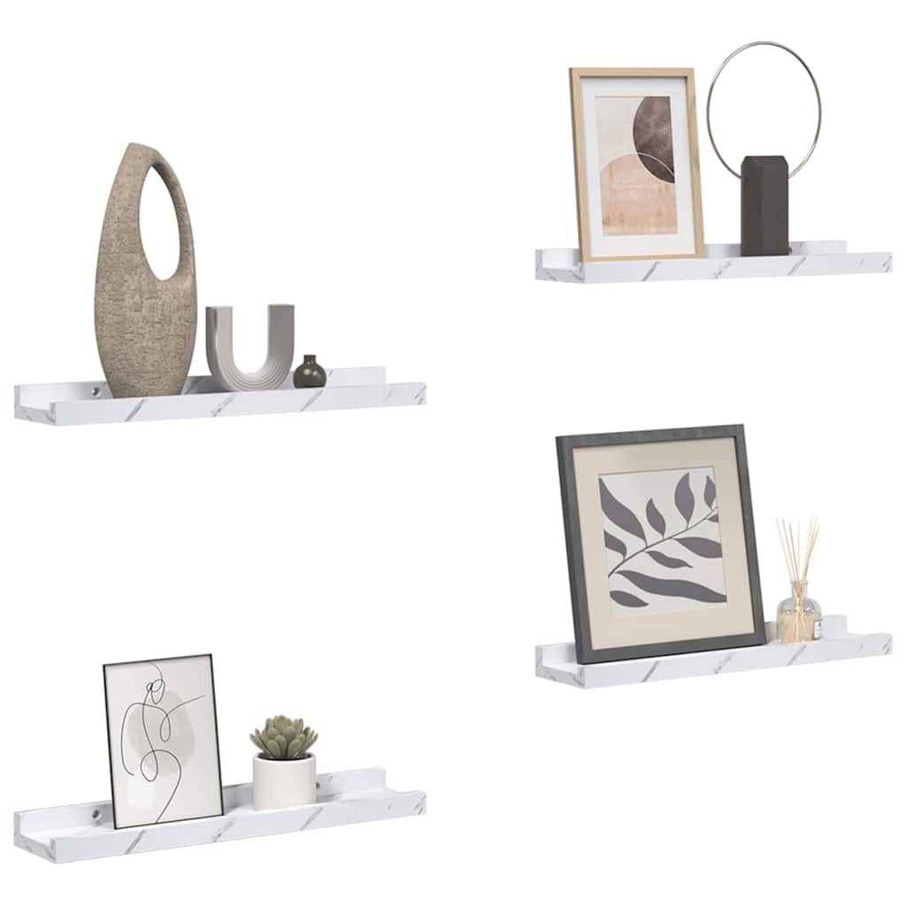 vidaXL Półka ścienna Do montażu na ścianie 4 pcs Biały marmur