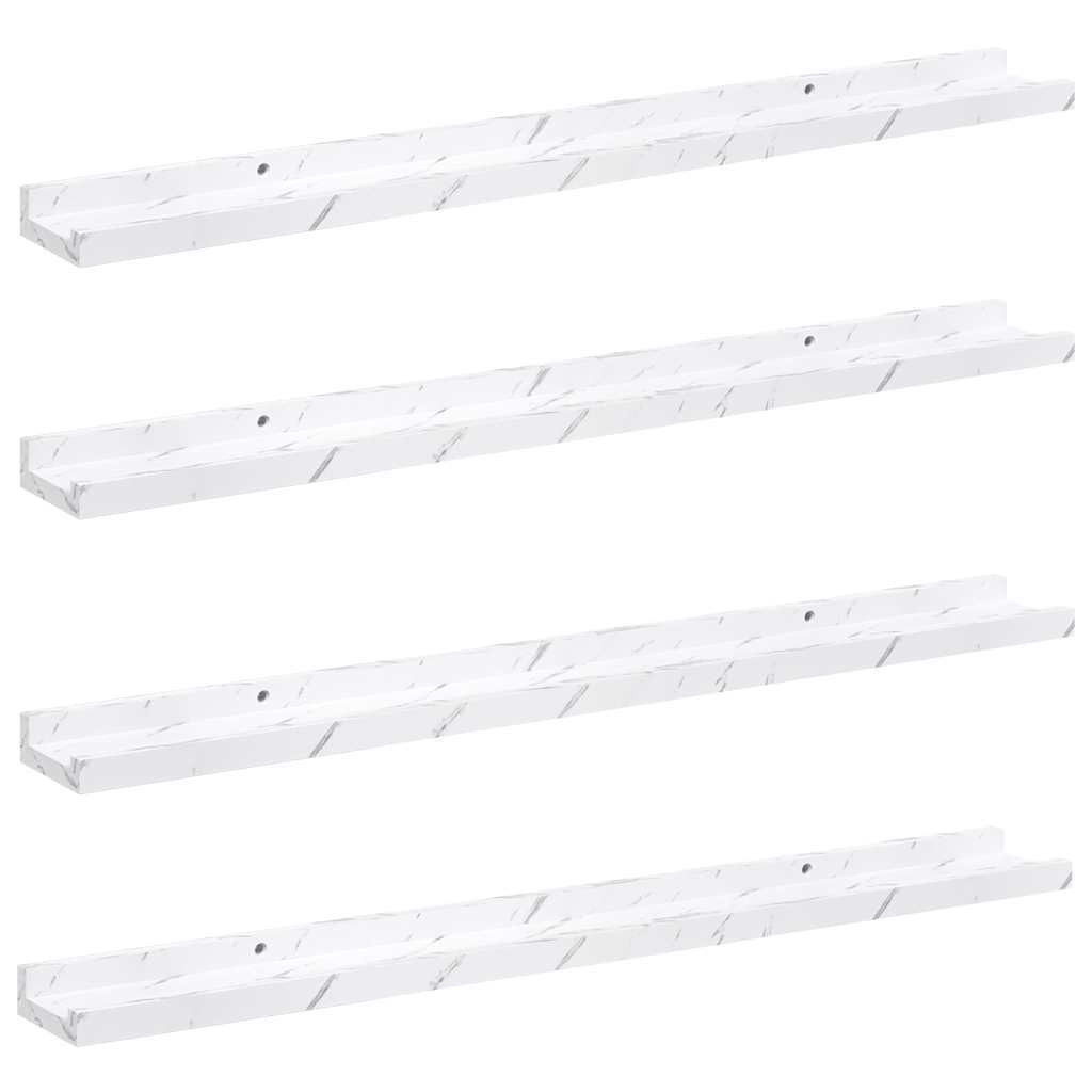 vidaXL Półka ścienna Do montażu na ścianie 4 pcs Biały marmur