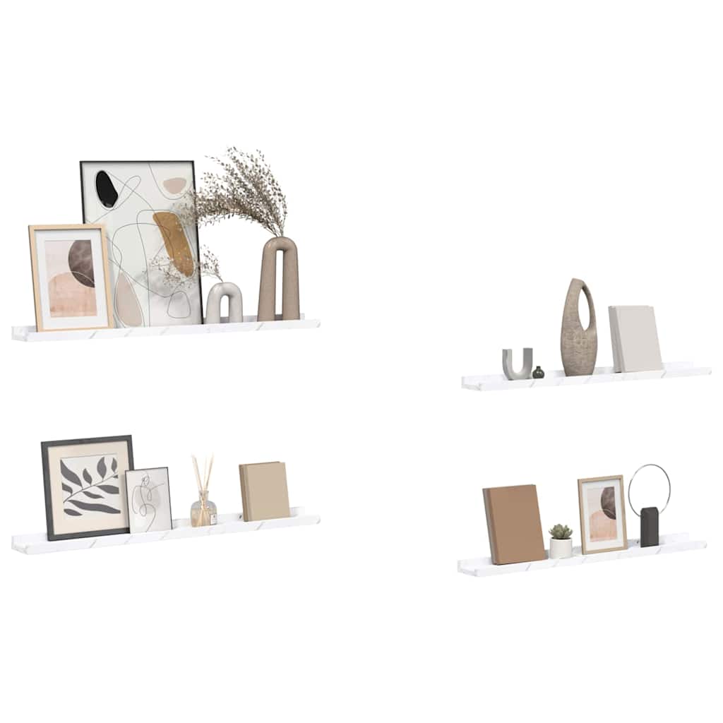 vidaXL Półka ścienna Do montażu na ścianie 4 pcs Biały marmur