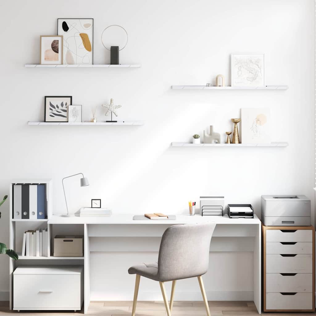 vidaXL Półka ścienna Do montażu na ścianie 4 pcs Biały marmur