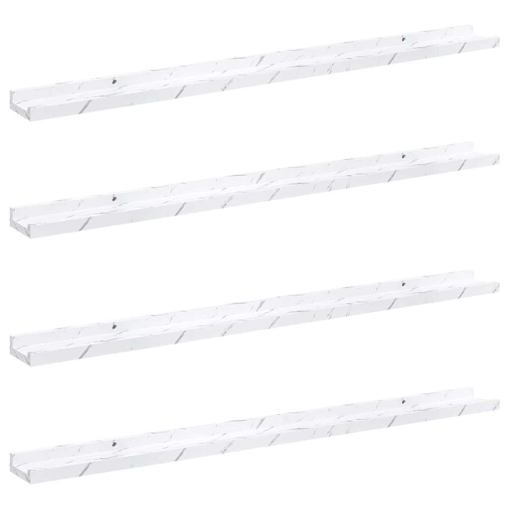 vidaXL Półka ścienna Do montażu na ścianie 4 pcs Biały marmur