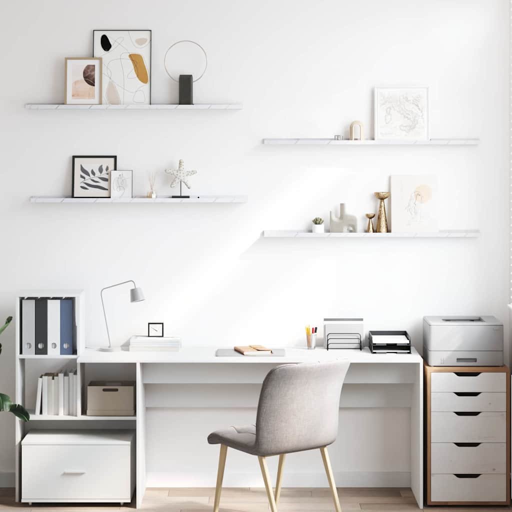 vidaXL Półka ścienna Do montażu na ścianie 4 pcs Biały marmur
