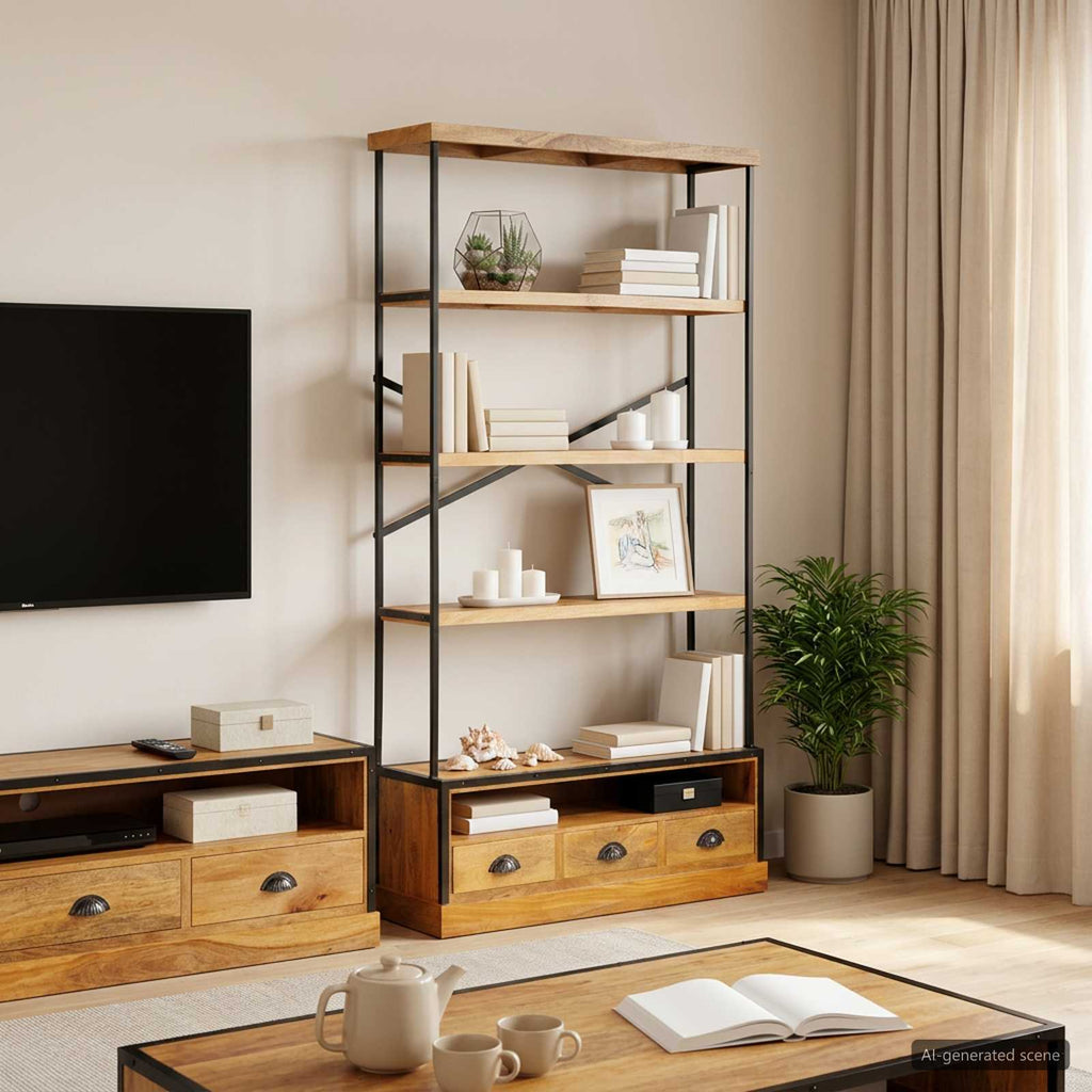vidaXL 5-poziomowy regał na książki naturalny 100 x 30 x 180 cm