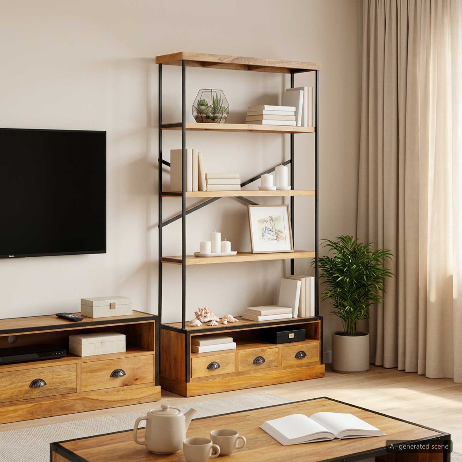 vidaXL 5-poziomowy regał na książki naturalny 100 x 30 x 180 cm