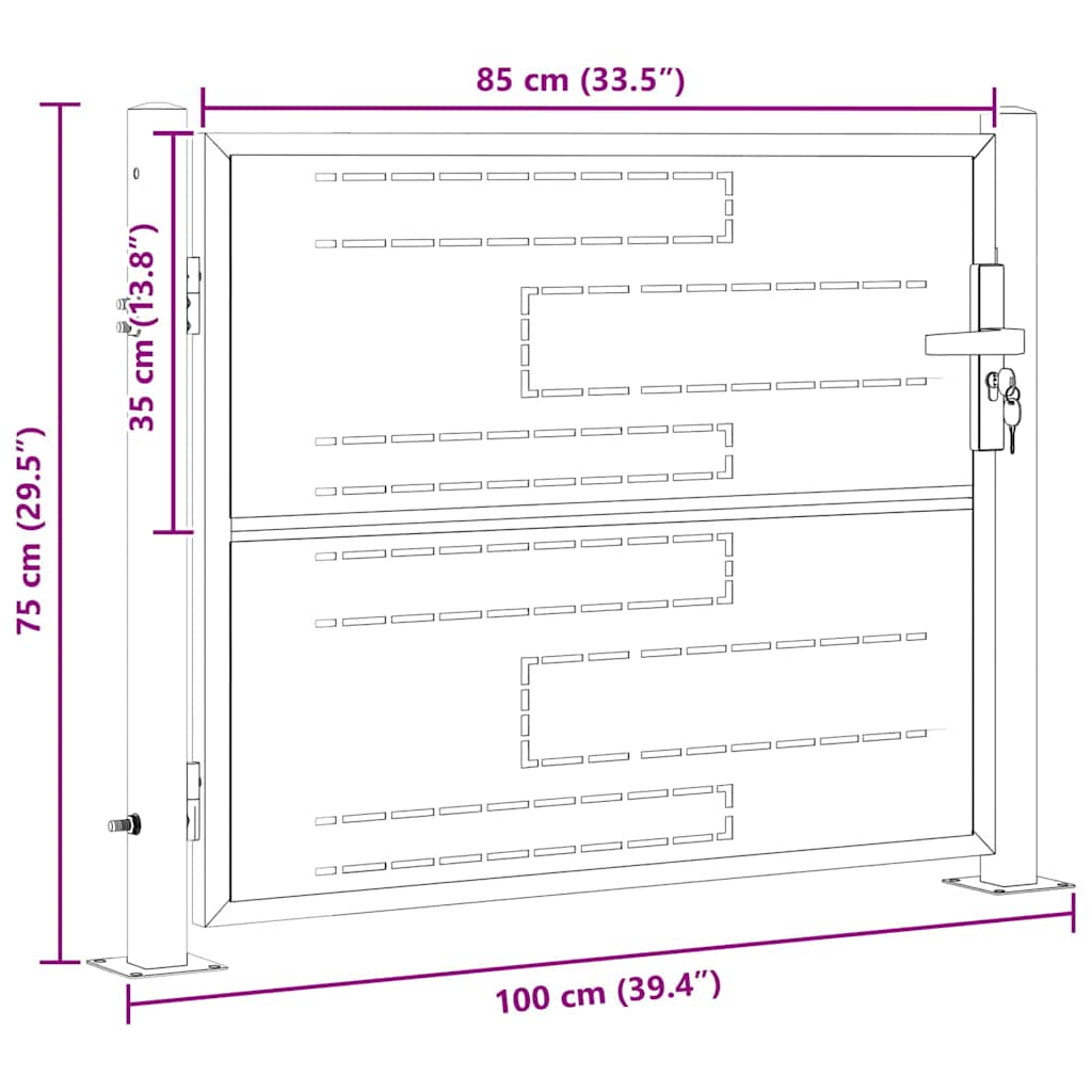 vidaXL Brama ogrodowa 85 x 70 cm Stal nierdzewna srebrny Zamykane