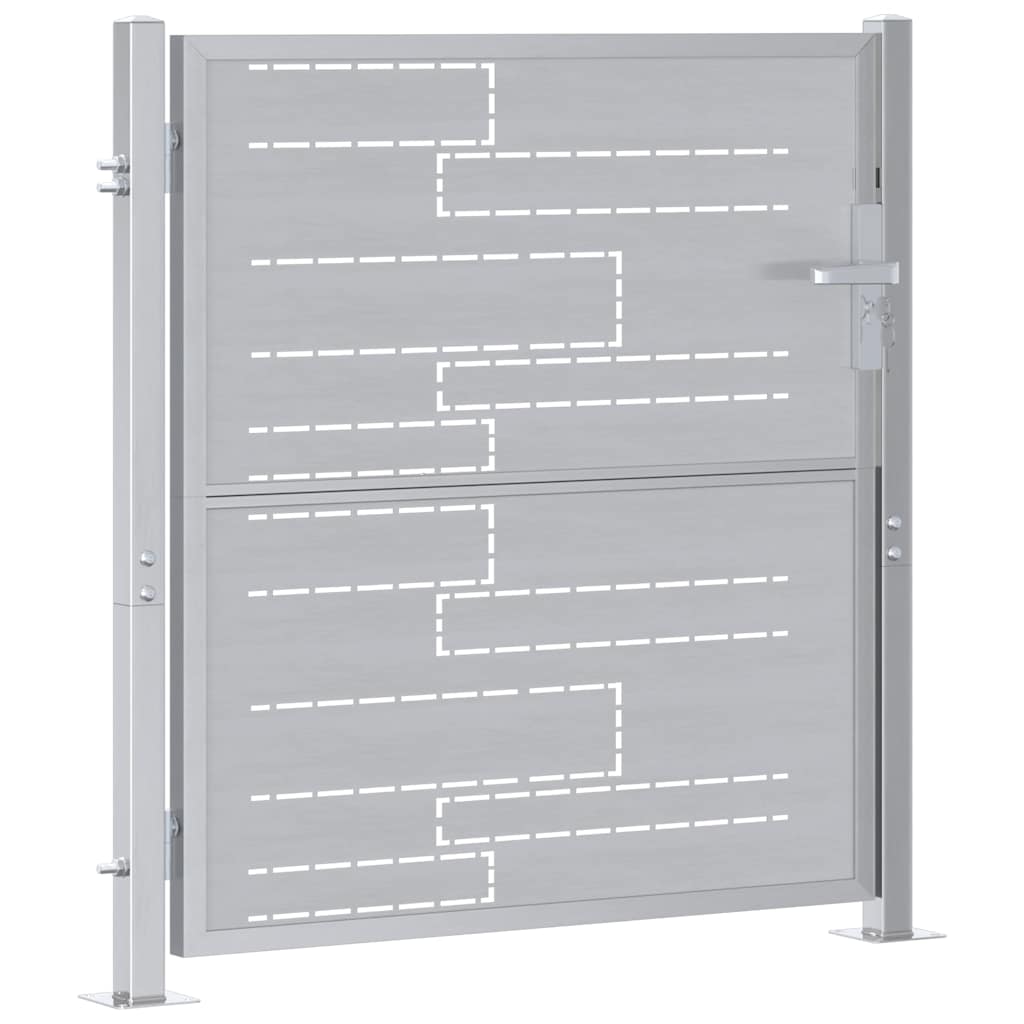 vidaXL Brama ogrodowa Z blokadą Srebrny 85 x 97 cm Stal nierdzewna