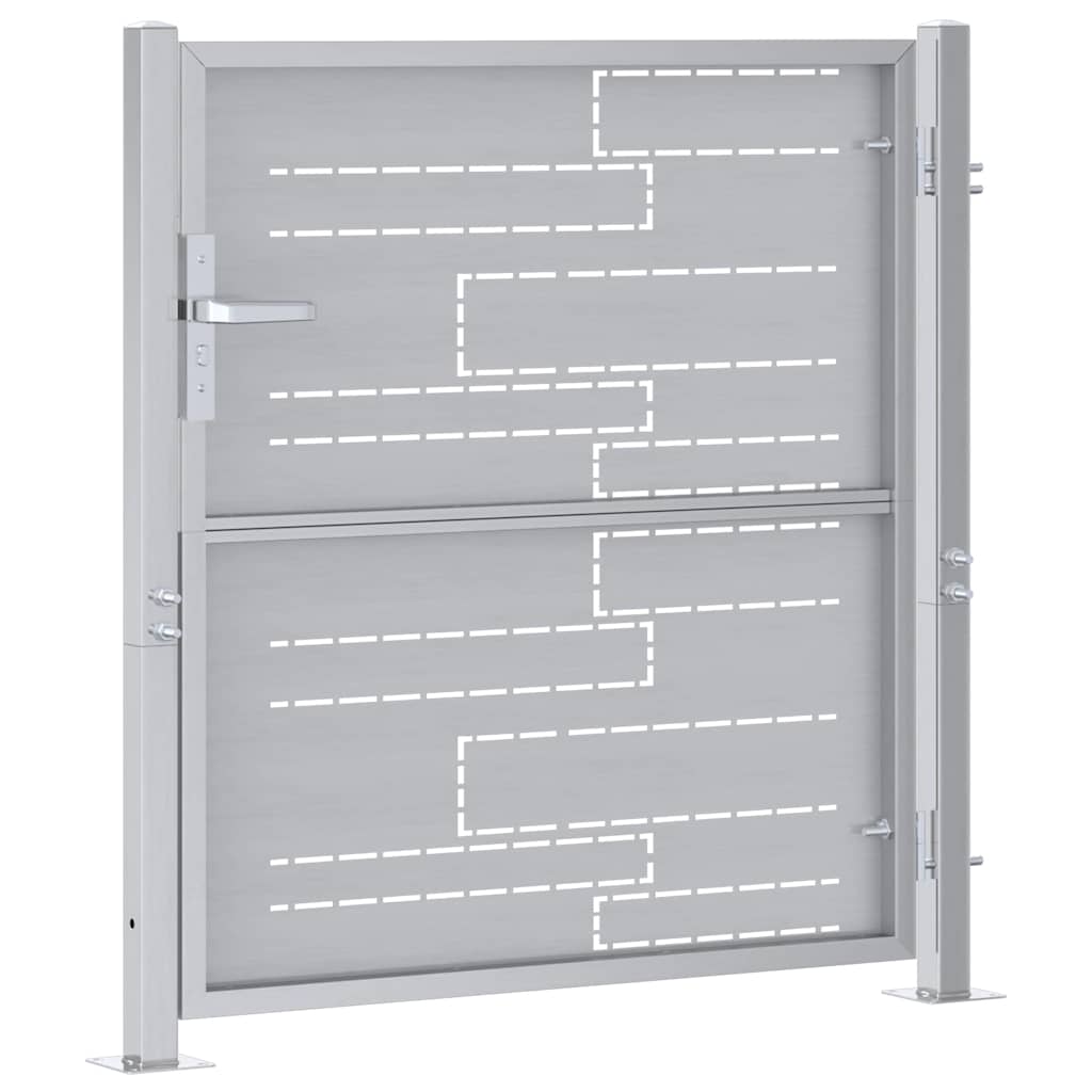 vidaXL Brama ogrodowa Z blokadą Srebrny 85 x 97 cm Stal nierdzewna