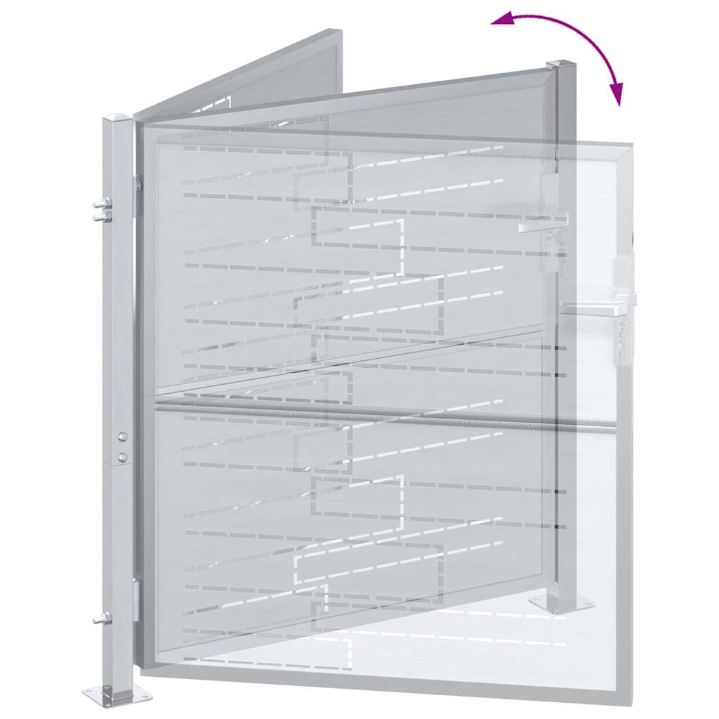 vidaXL Brama ogrodowa Z blokadą Srebrny 85 x 97 cm Stal nierdzewna