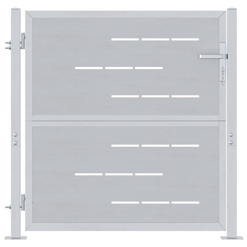 vidaXL Brama ogrodowa Z blokadą Srebrny 85 x 97 cm Stal nierdzewna