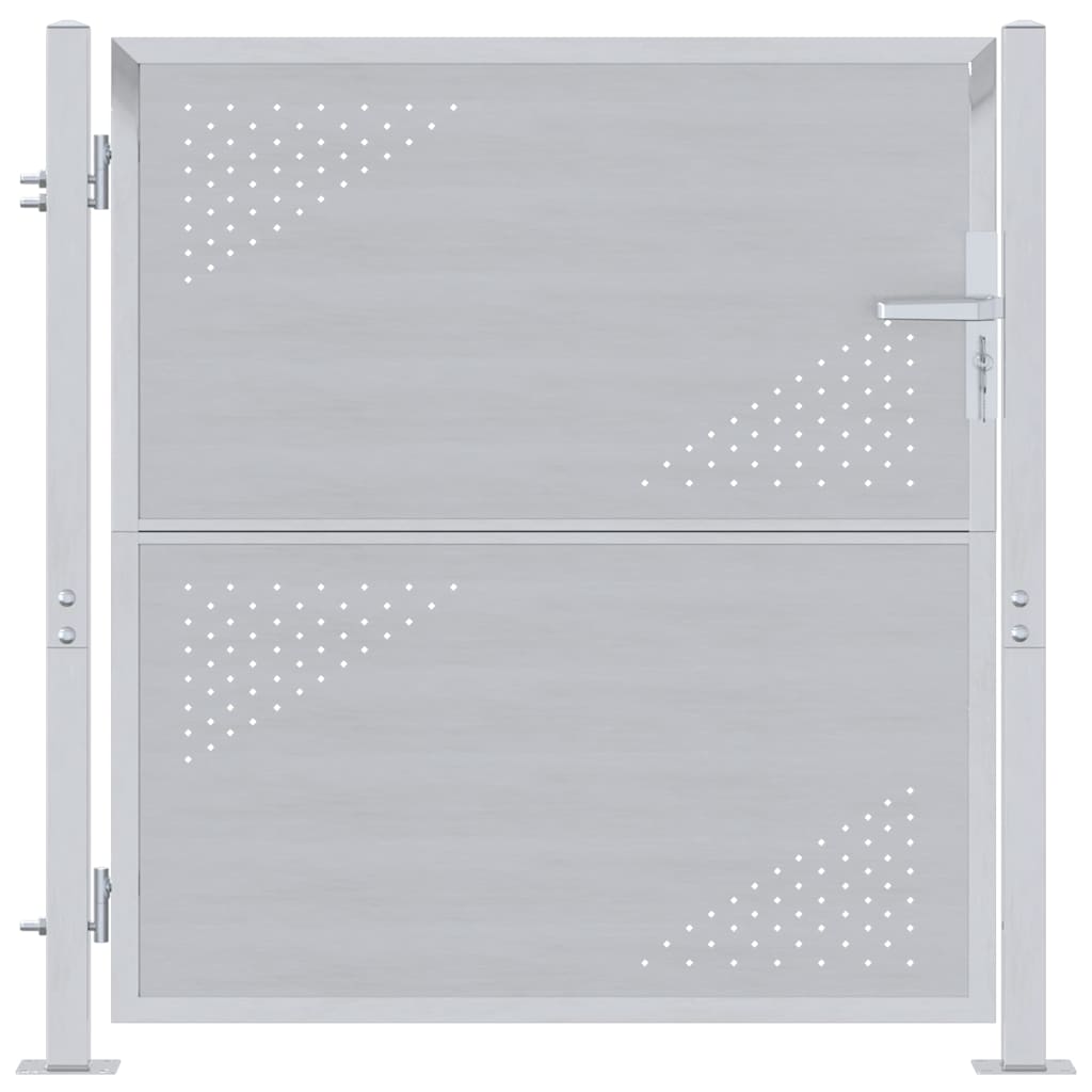vidaXL Brama ogrodowa Z blokadą Srebrny 85 x 97 cm Stal nierdzewna
