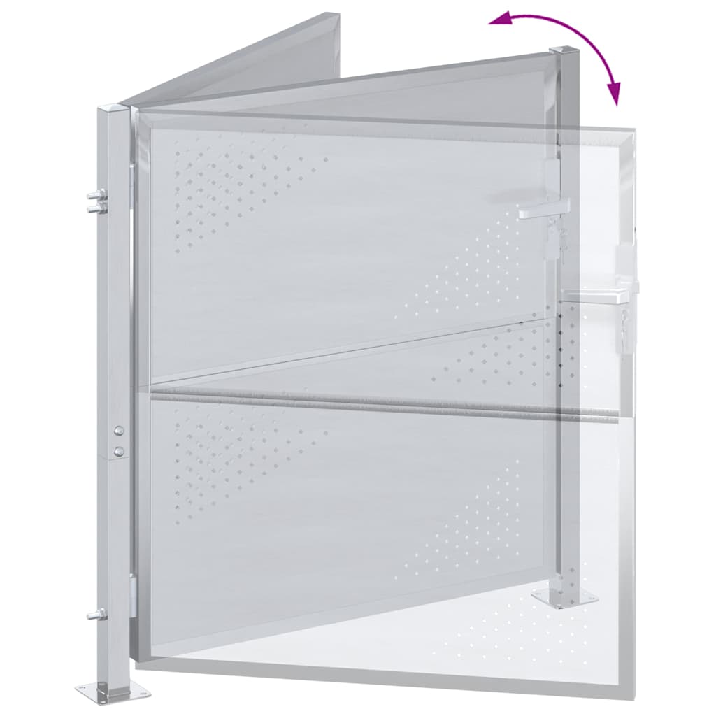 vidaXL Brama ogrodowa Z blokadą Srebrny 85 x 97 cm Stal nierdzewna