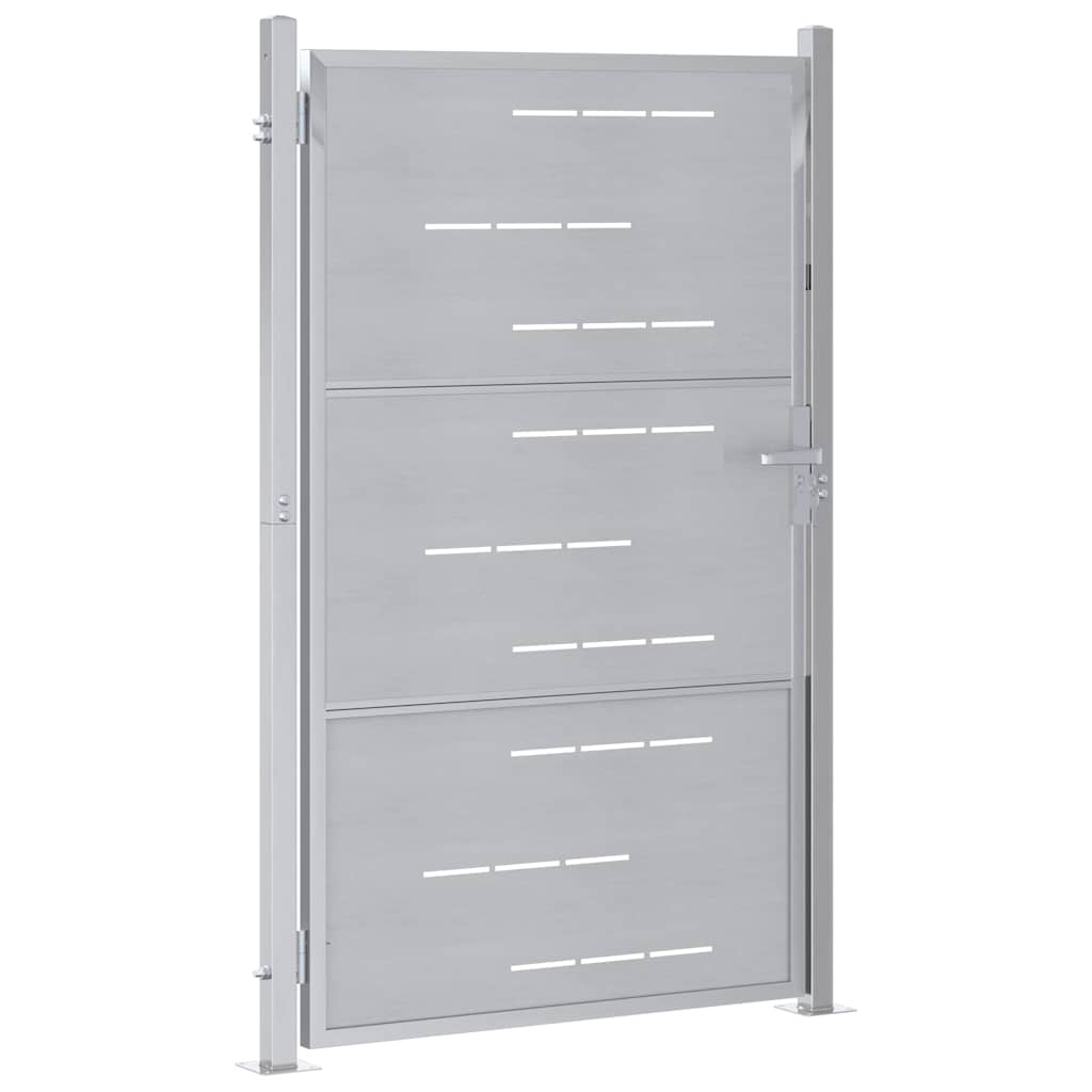 vidaXL Brama ogrodowa Z blokadą Srebrny 85 x 144 cm Stal nierdzewna