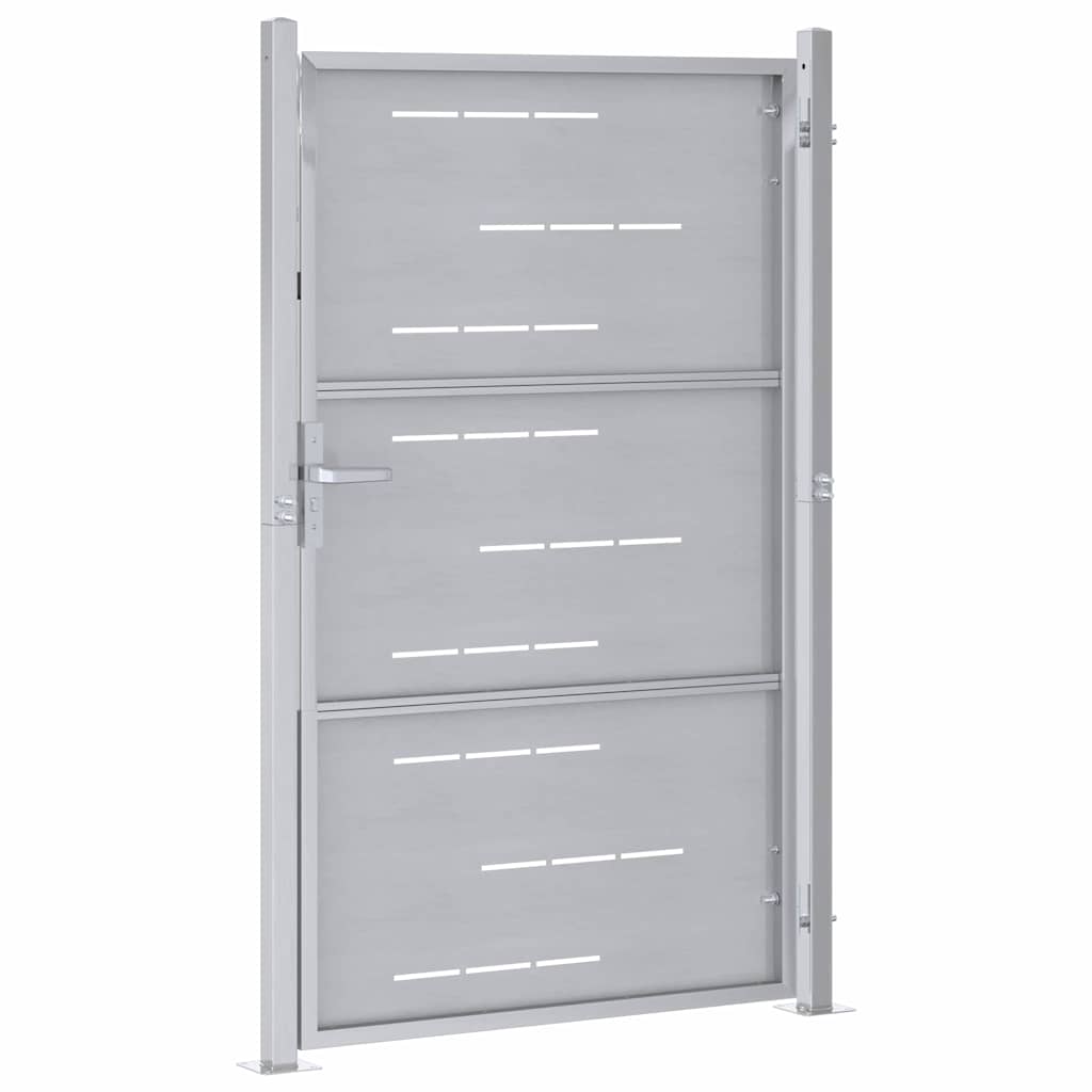 vidaXL Brama ogrodowa Z blokadą Srebrny 85 x 144 cm Stal nierdzewna