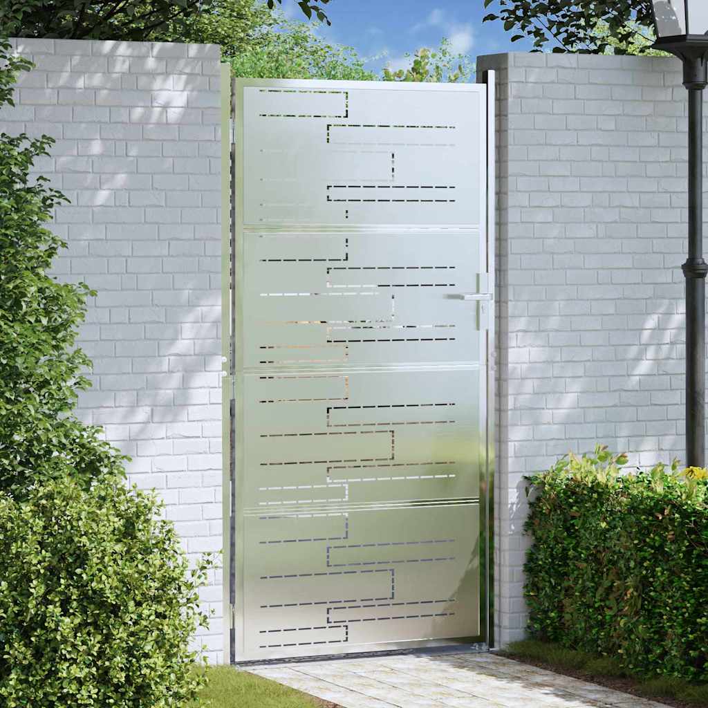 vidaXL Brama ogrodowa 85 x 174 cm Stal nierdzewna Srebrny Zamykane
