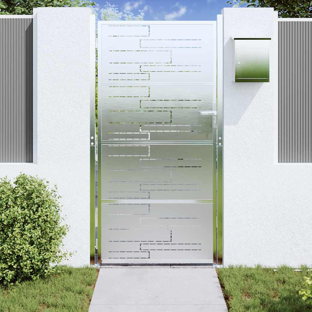 vidaXL Brama ogrodowa 85 x 174 cm Stal nierdzewna Srebrny Zamykane