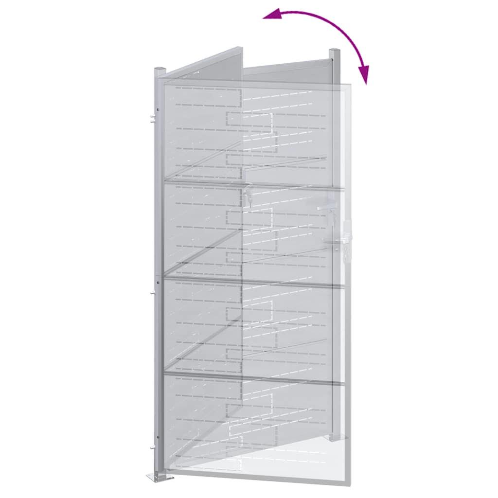vidaXL Brama ogrodowa 85 x 174 cm Stal nierdzewna Srebrny Zamykane