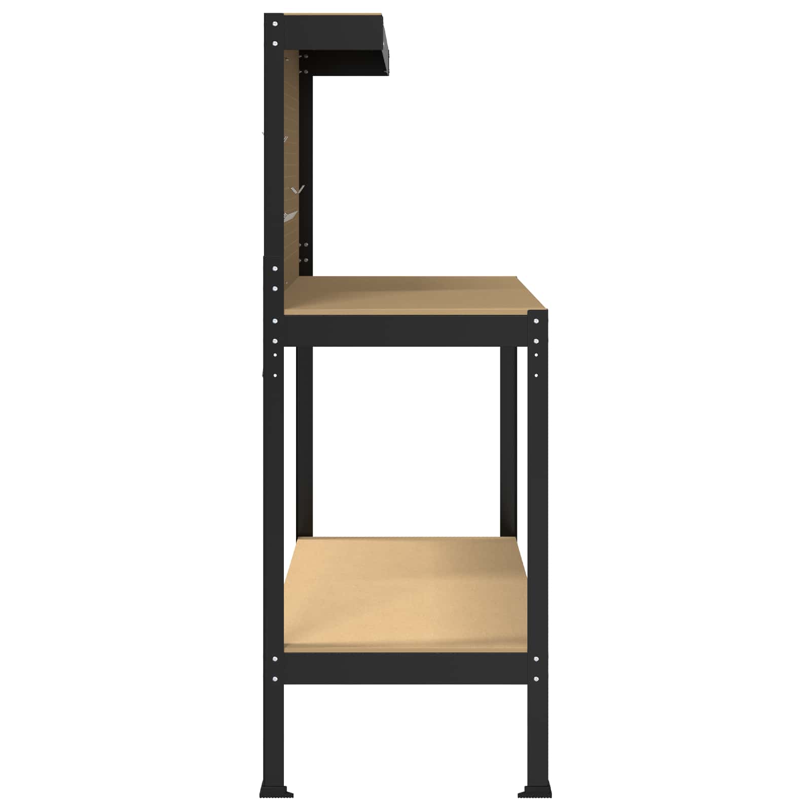 vidaXL Stół warsztatowy z półką Czarny 114 x 54 x 145 cm