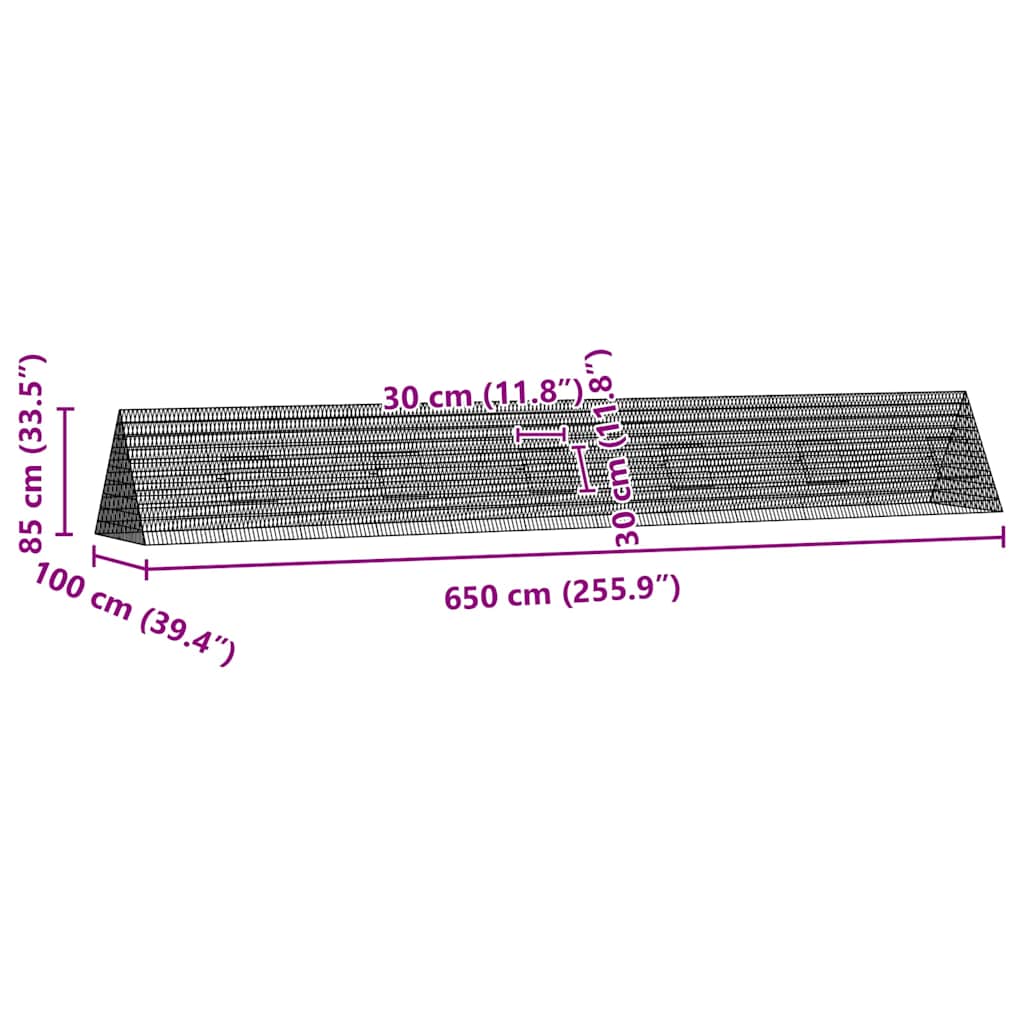 vidaXL Klatka dla królika Srebrny 650 x 100 x 85 cm Stal Galwanizowana