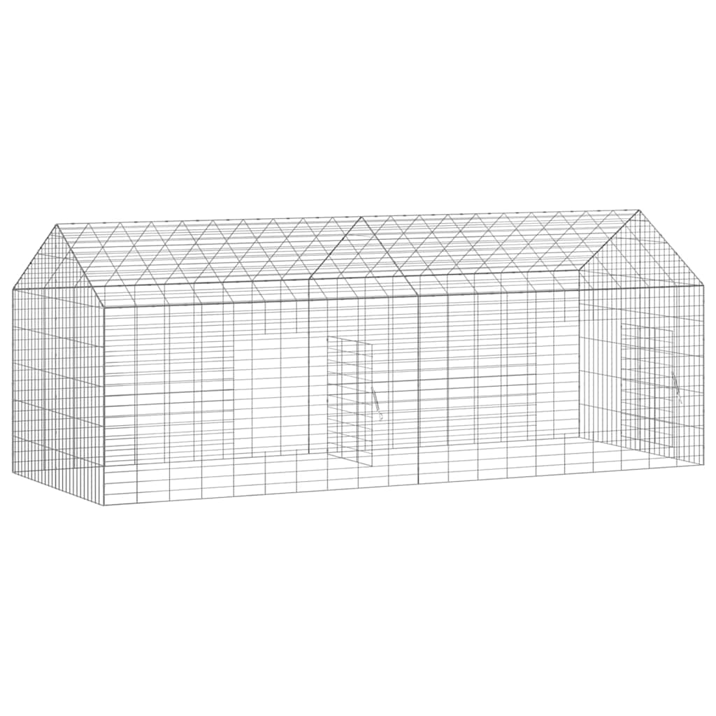 vidaXL Klatka dla królika Srebrny 200 x 78 x 78 cm Stal Galwanizowana
