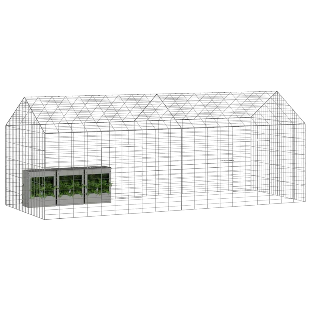 vidaXL Klatka dla królika Srebrny 200 x 78 x 78 cm Stal Galwanizowana