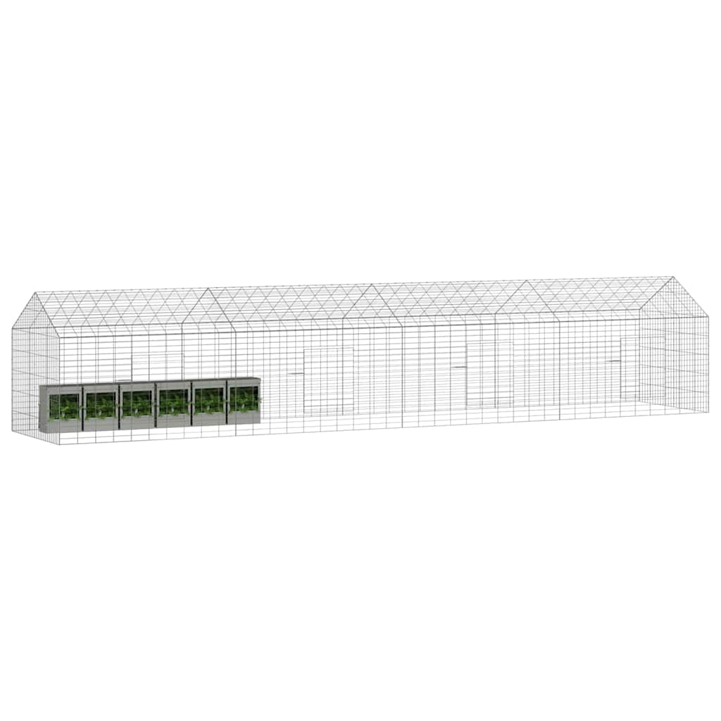 vidaXL Klatka dla królika Srebrny 400 x 78 x 78 cm Stal Galwanizowana