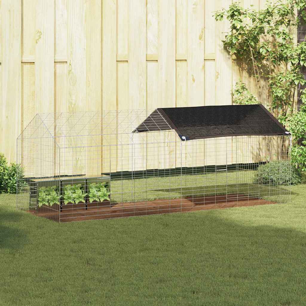 vidaXL Klatka dla królika Srebrny 200 x 78 x 78 cm Stal Galwanizowana