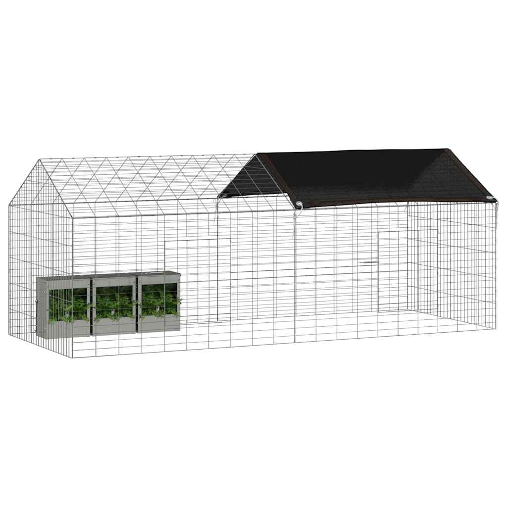 vidaXL Klatka dla królika Srebrny 200 x 78 x 78 cm Stal Galwanizowana