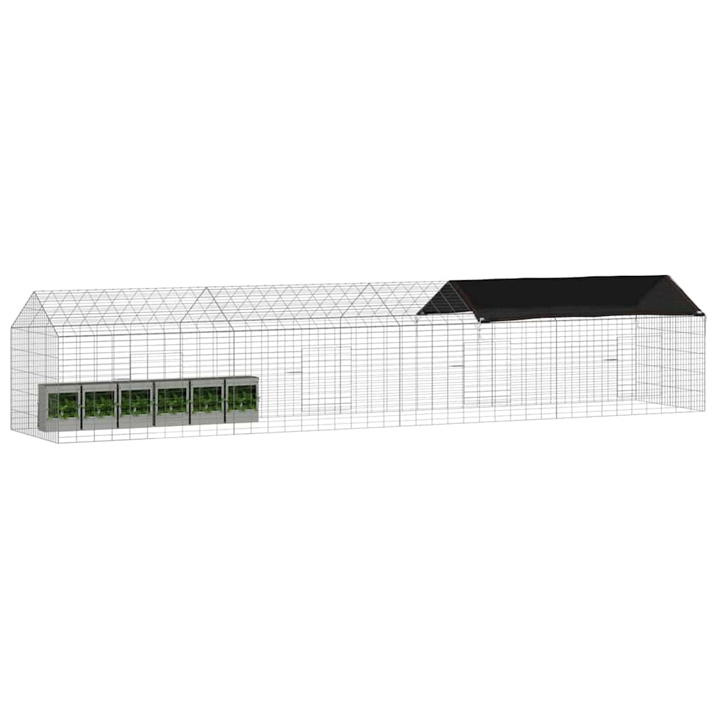 vidaXL Klatka dla królika Srebrny 400 x 78 x 78 cm Stal Galwanizowana