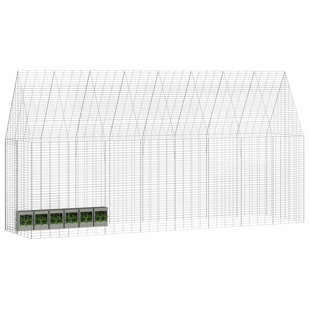 vidaXL Klatka dla królika Srebrny 400 x 100 x 210 cm