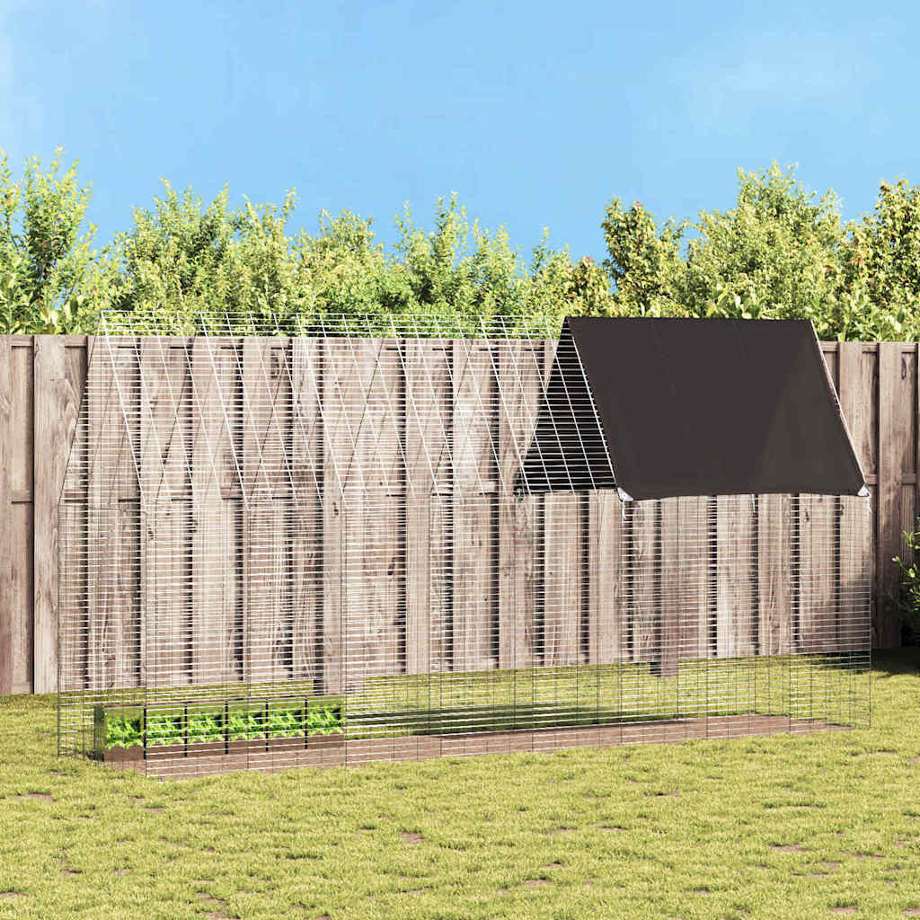 vidaXL Klatka dla królika Srebrny 400 x 100 x 210 cm