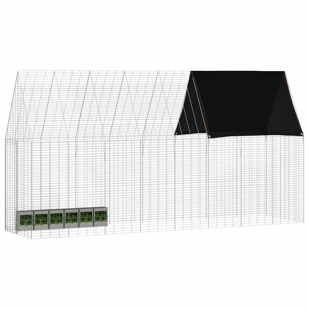 vidaXL Klatka dla królika Srebrny 400 x 100 x 210 cm