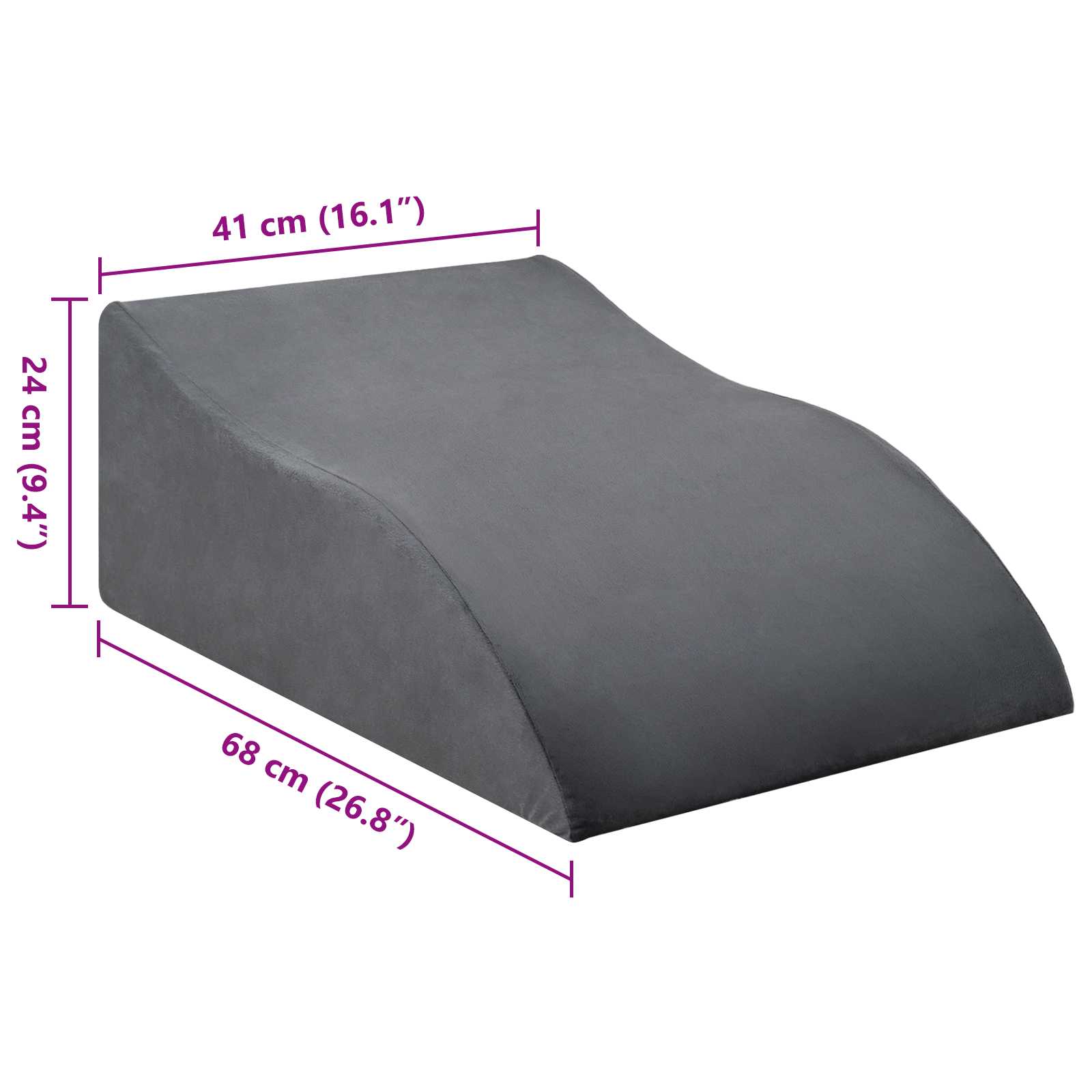 vidaXL Poduszka na nogi 68 x 41 x 24 cm Pianka PU Szary