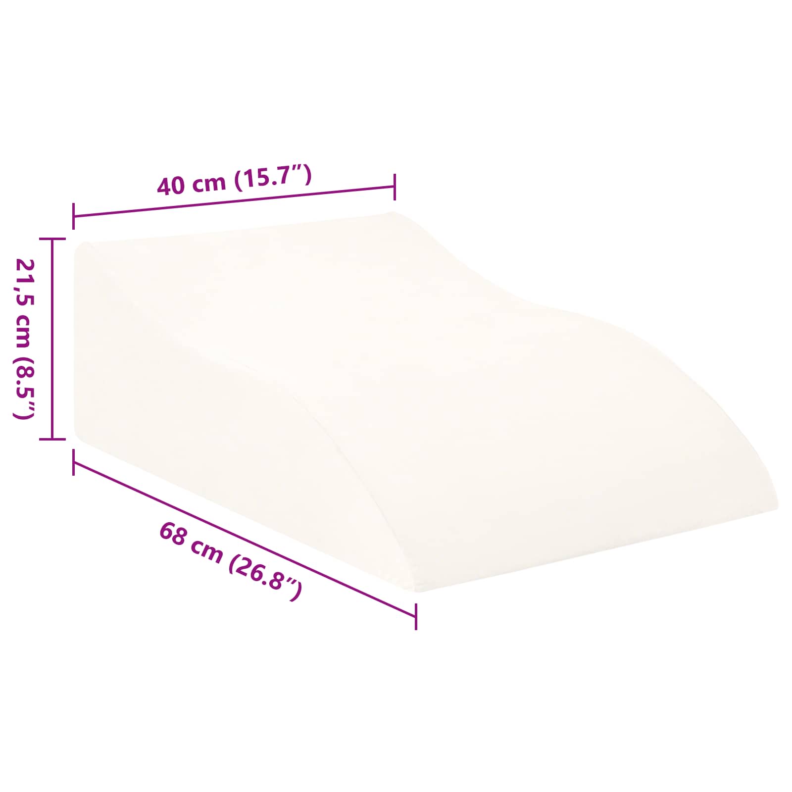 vidaXL Poduszka na nogi Biały 68 x 40 x 21,5 cm Pianka PU