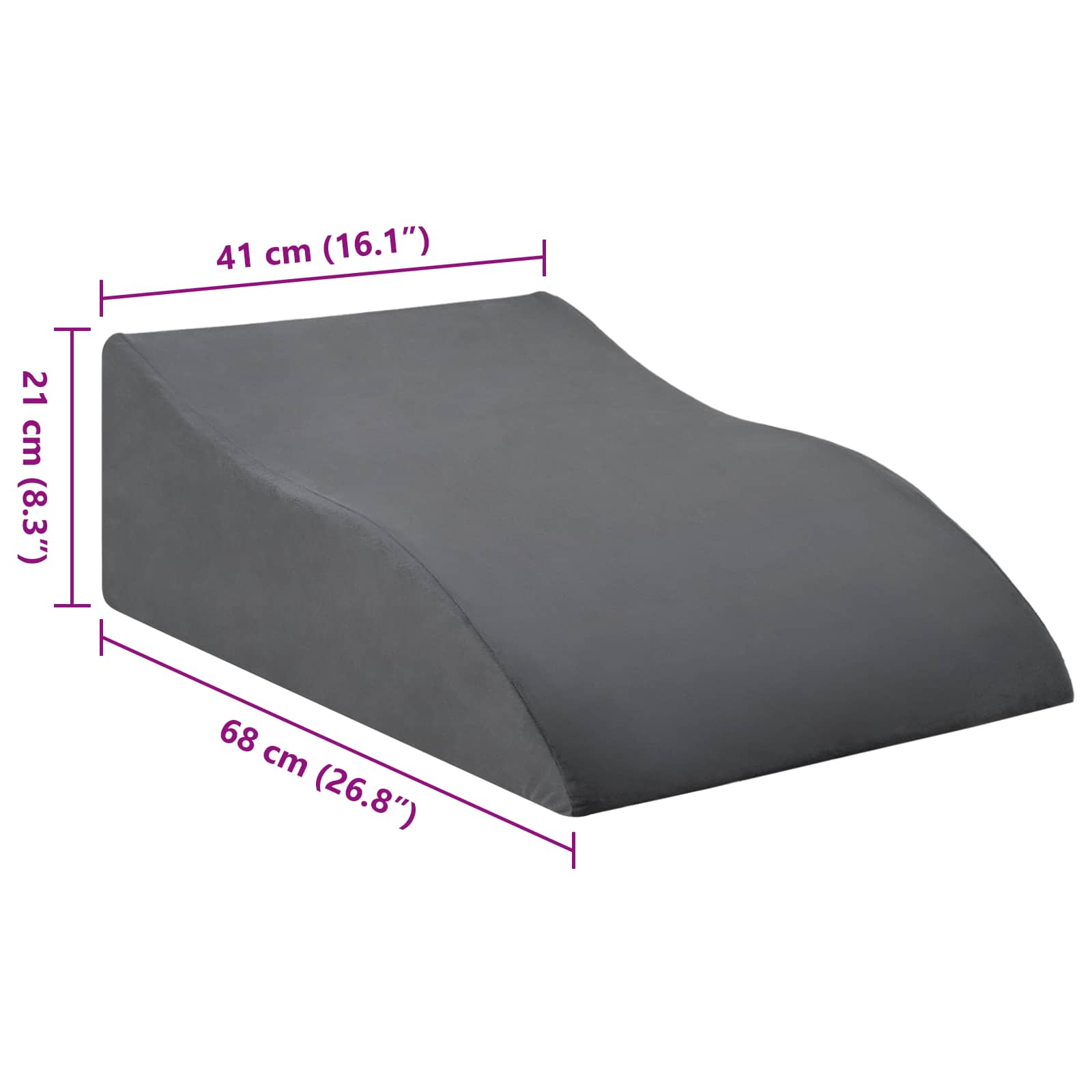 vidaXL Poduszka na nogi Szary 68 x 41 x 21 cm Pianka PU