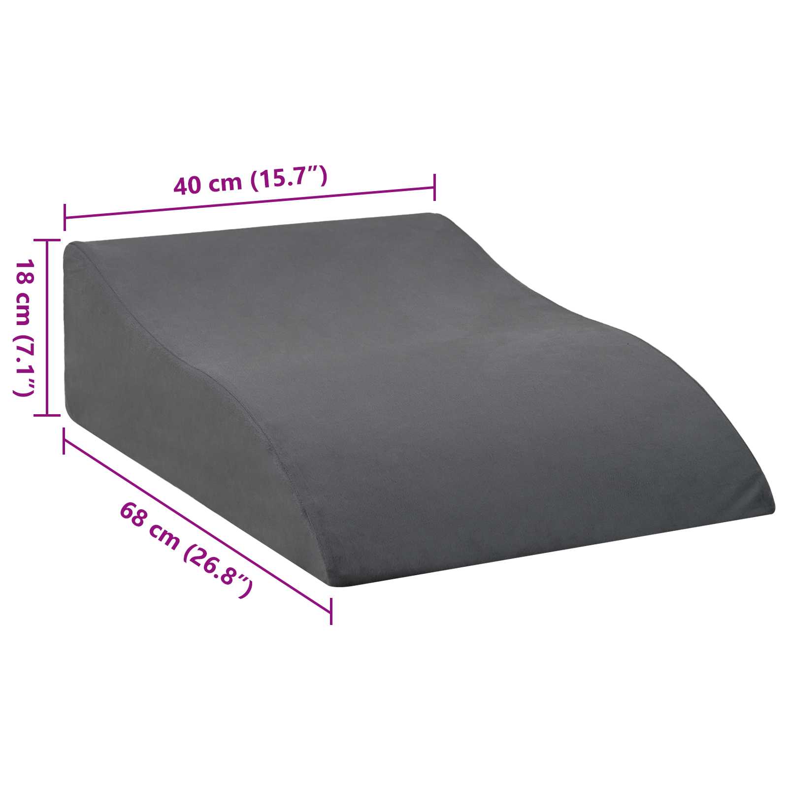 vidaXL Poduszka na nogi Szary 68 x 40 x 18 cm Pianka PU