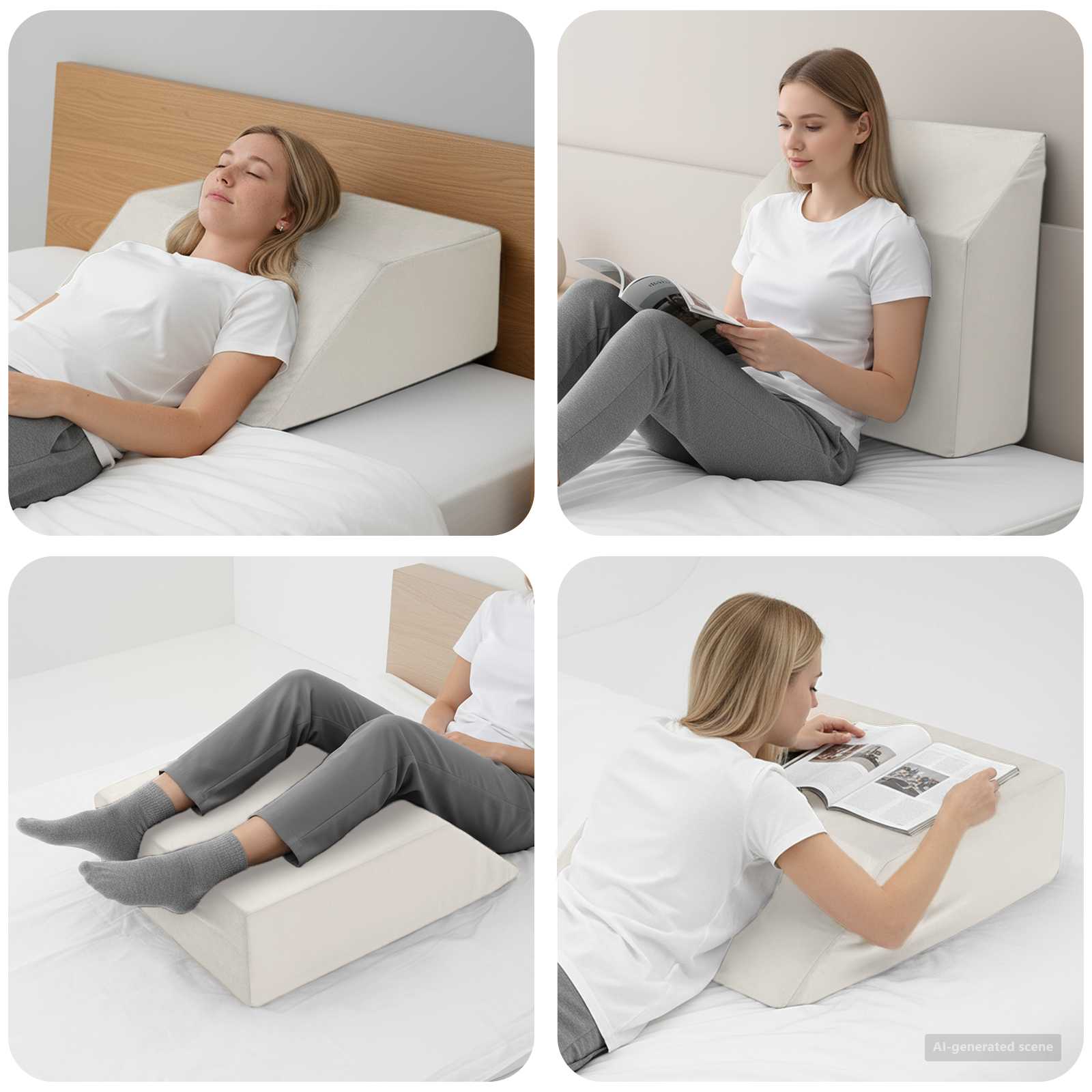 vidaXL Poduszka na nogi Gładki Biały 63 x 52 x 19,5 cm Pianka PU