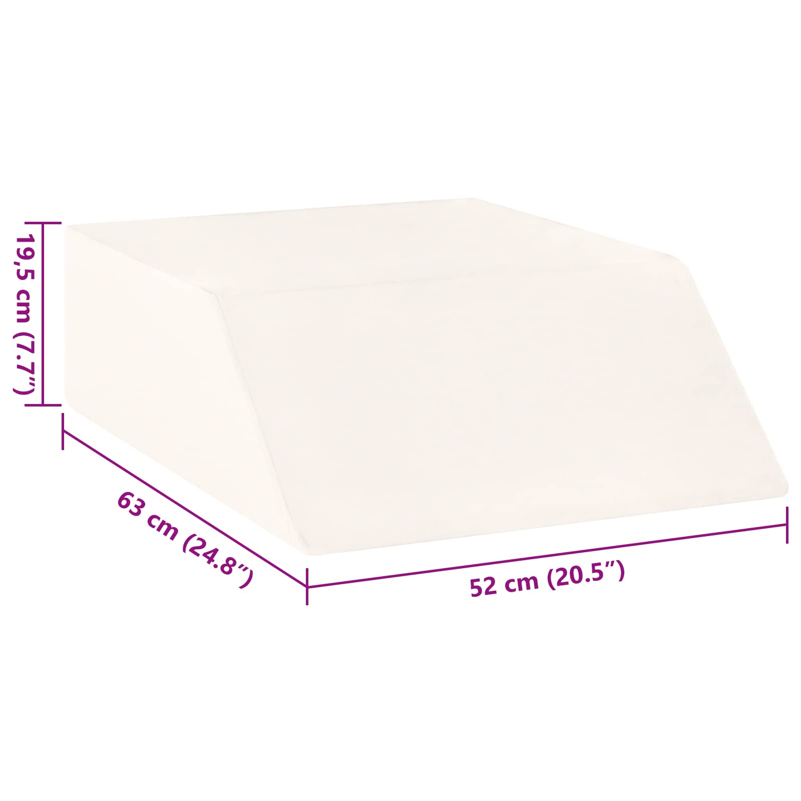 vidaXL Poduszka na nogi Gładki Biały 63 x 52 x 19,5 cm Pianka PU